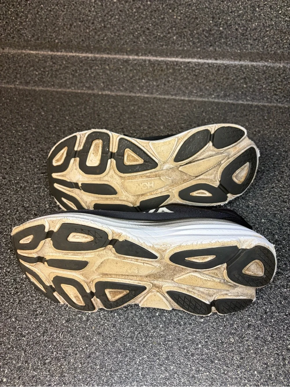 Hoka Men's Black and White Clifton Style Running Shoes